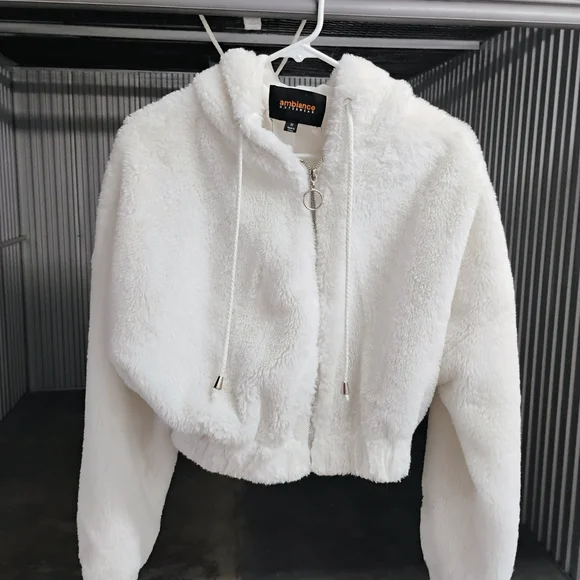 Ambiance Cream Teddy Jacket with Hood - Picture 1 of 4